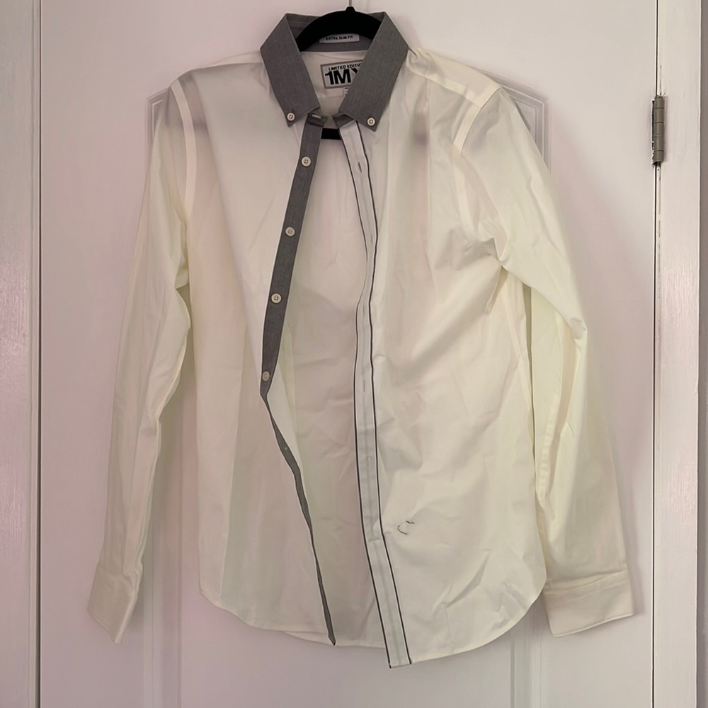 Express white dress shirt with gray lining